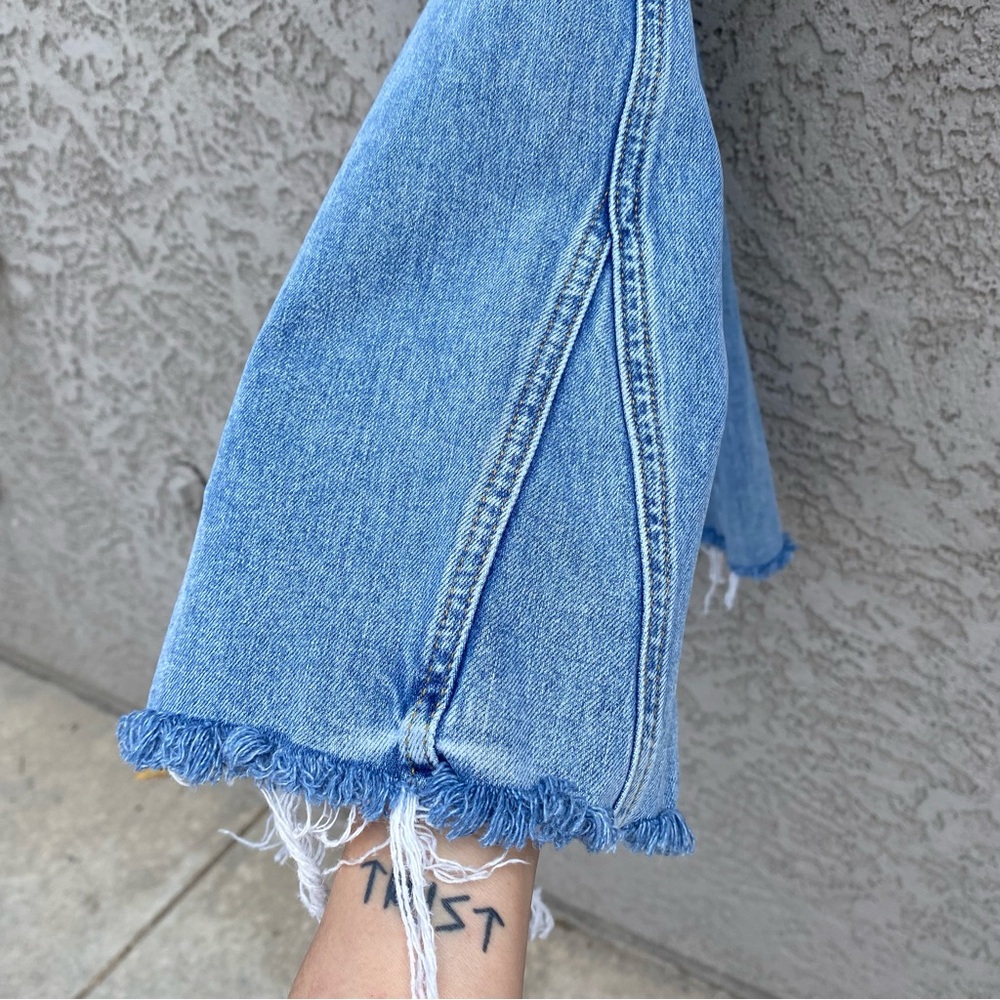 FREE PEOPLE Distressed Hem Zipper Jeans - Picture 2 of 11